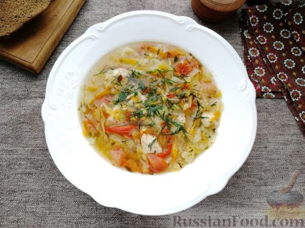 Суп с курицей, чечевицей и овощами